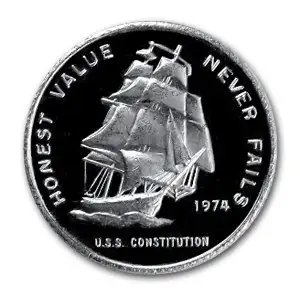 1974 1/2oz Vintage USS Constitution .999 Silver Round