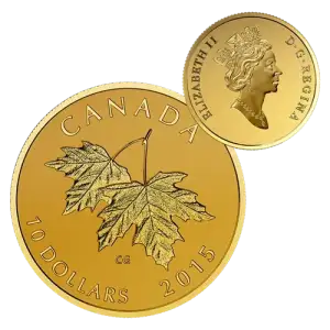 2015 1/4 oz Canada Maple Leaves 1990 Queen Effigy .9999 Gold RP Coin w/ OGP