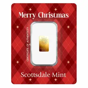 2026 1/100th oz Scottsdale Mint Merry Christmas Star of Bethlehem .9999 Gold Bar in Certi-Lock Assay