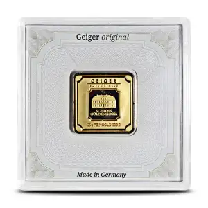 20G Geiger .9999 Gold Bar in Assay
