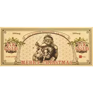 Merry Christmas Santa Bucks 100mg (0.1g) Gold Foil Note