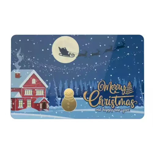 Snowman Shaped Merry Christmas 1g Gold Bar in Card