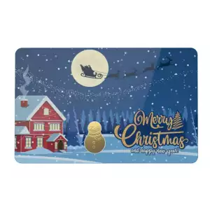 Snowman Shaped Merry Christmas 1g Gold Bar in Card