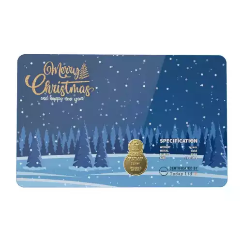 Snowman Shaped Merry Christmas 1g Gold Bar in Card (2)