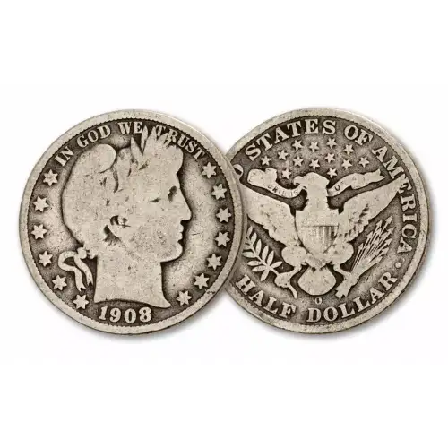US 90% Silver Coinage -- Barber Half Dollars $1 FV