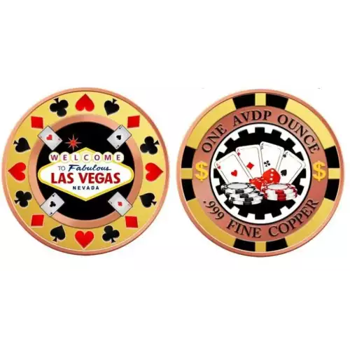 Welcome to Fabulous Las Vegas Nevada 1 oz Copper Casino Colorized Round