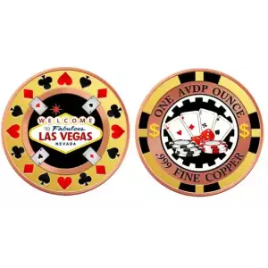 Welcome to Fabulous Las Vegas Nevada 1 oz Copper Casino Colorized Round